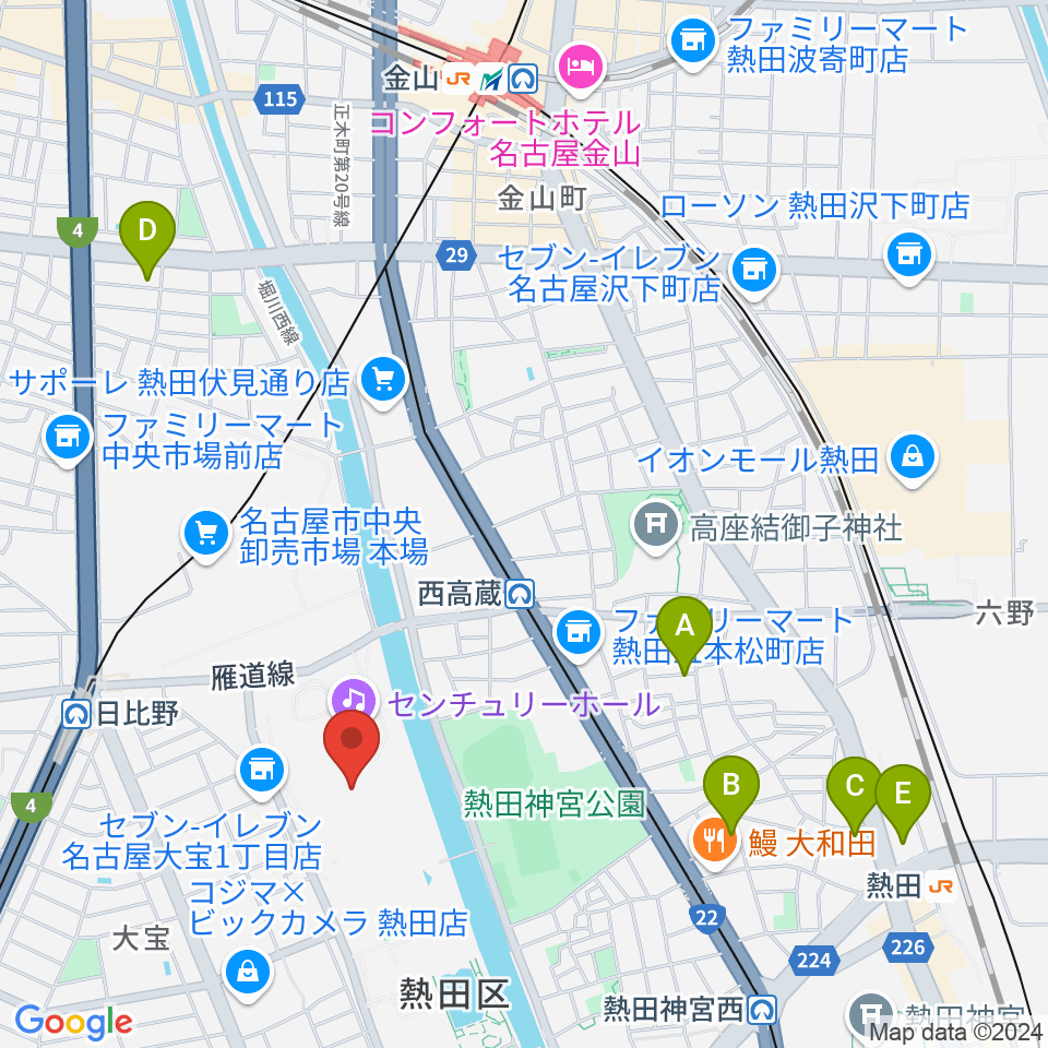 名古屋国際会議場イベントホール周辺のホテル一覧地図