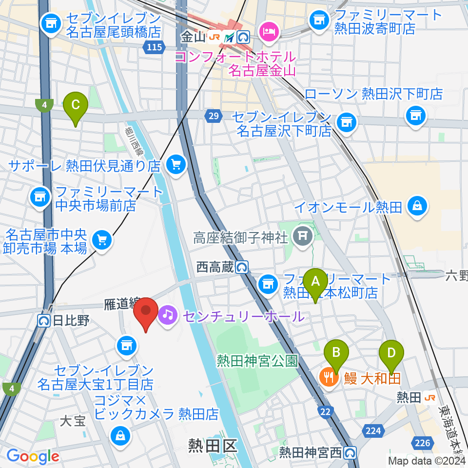 名古屋国際会議場イベントホール周辺のホテル一覧地図