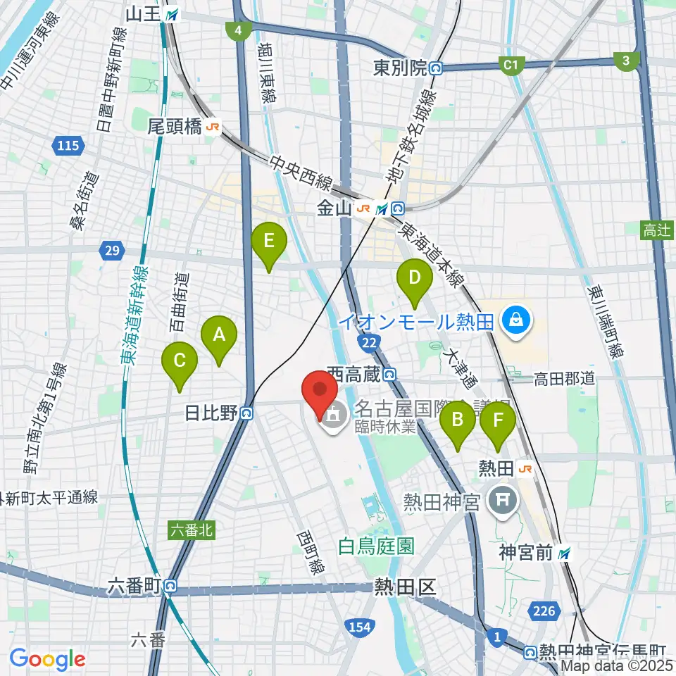 名古屋国際会議場イベントホール周辺のホテル一覧地図