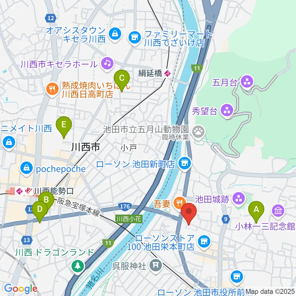 池田呉服座周辺のホテル一覧地図