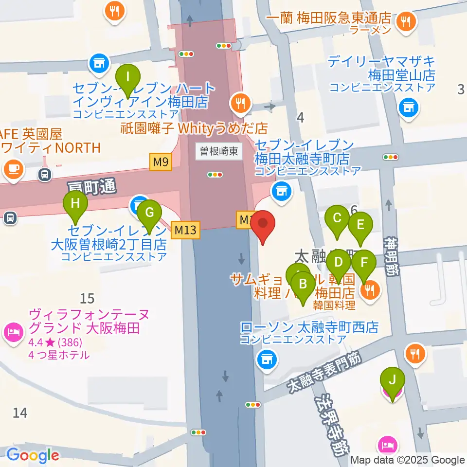 梅田呉服座周辺のホテル一覧地図