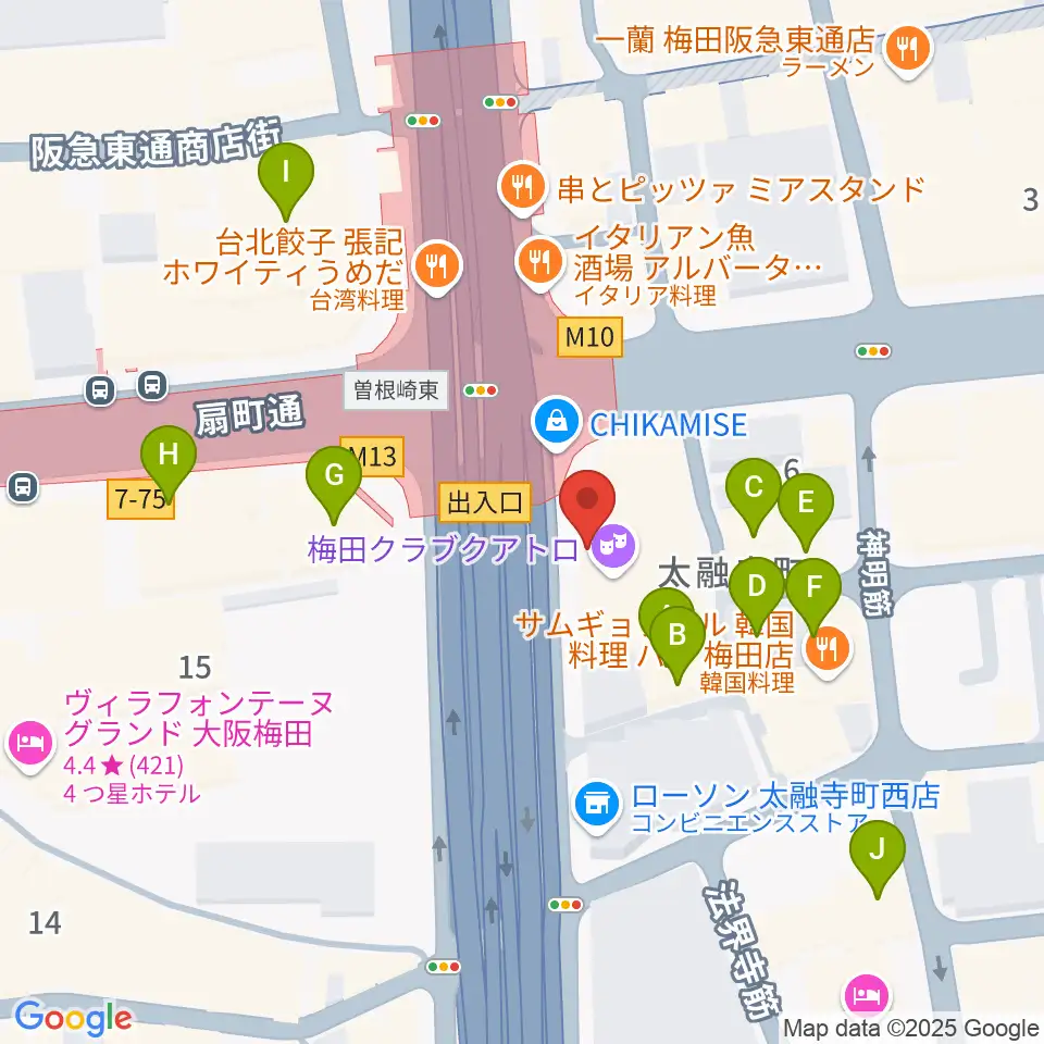梅田呉服座周辺のホテル一覧地図
