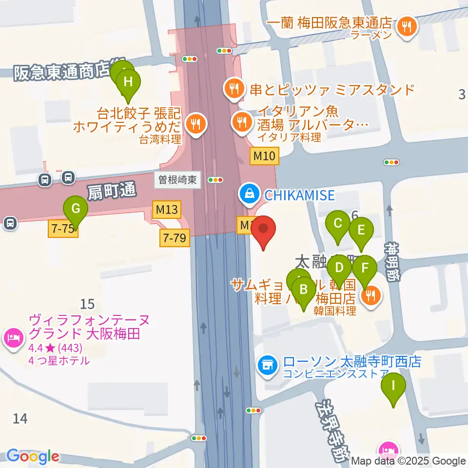 梅田呉服座周辺のホテル一覧地図