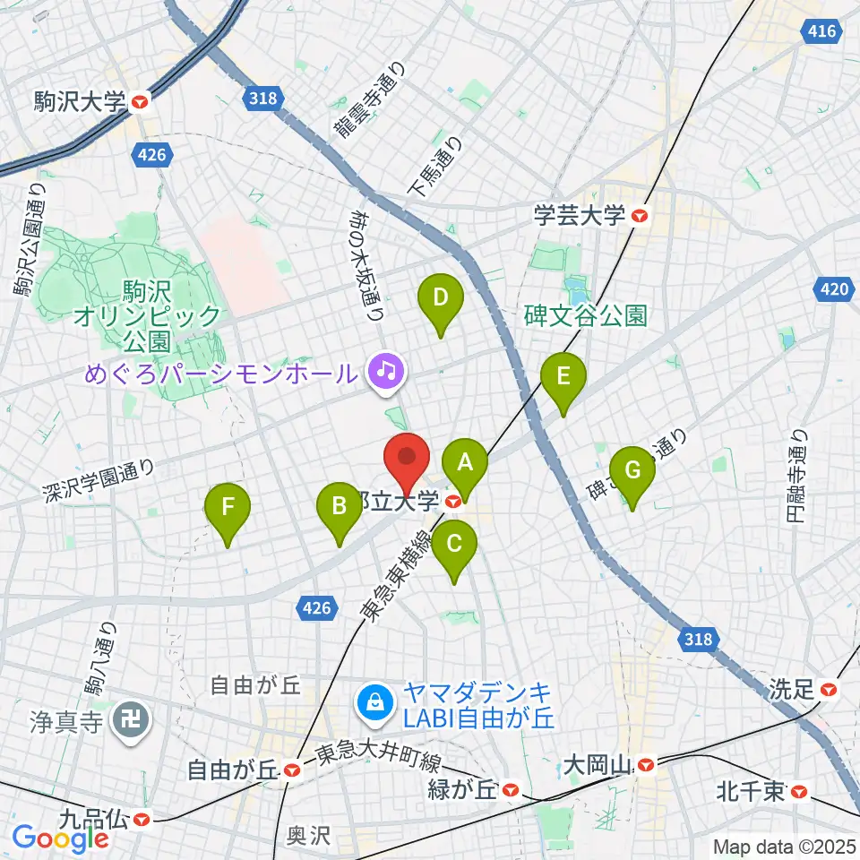 アリオーネ音楽教室都立大教室周辺のホテル一覧地図