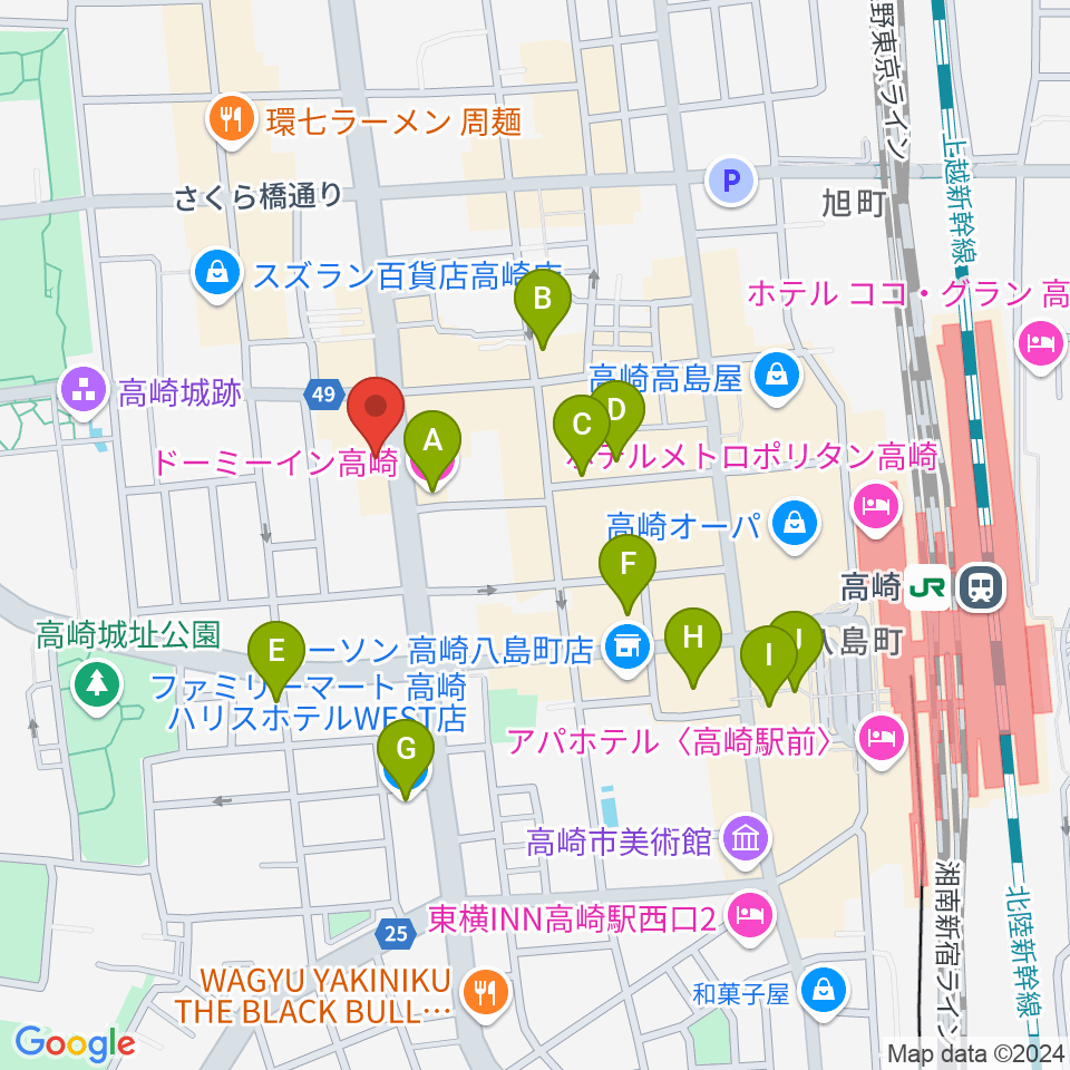 シネマテークたかさき周辺のホテル一覧地図