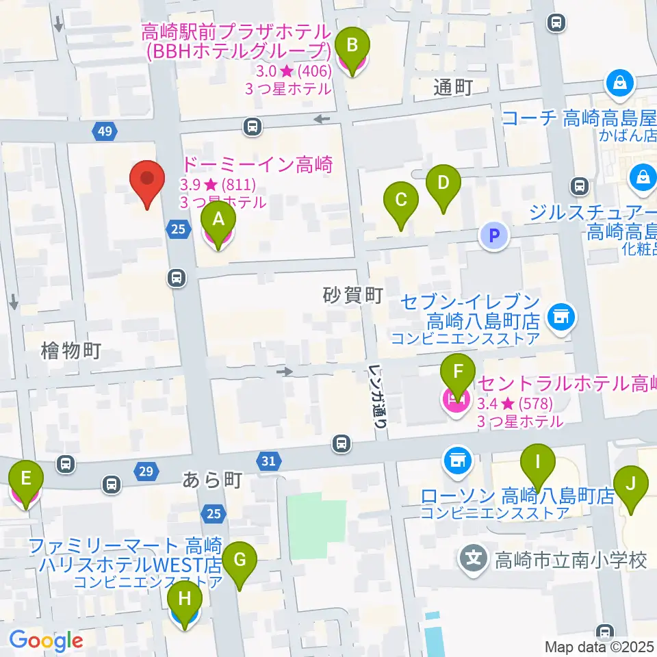 シネマテークたかさき周辺のホテル一覧地図