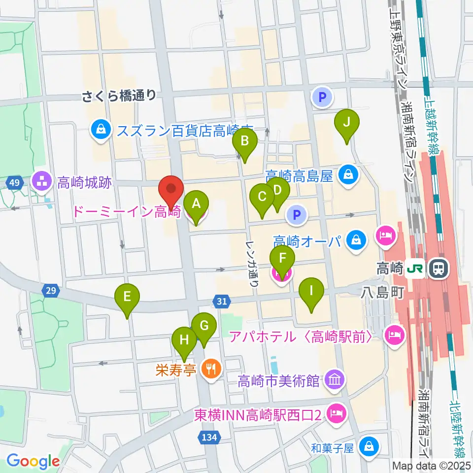 シネマテークたかさき周辺のホテル一覧地図