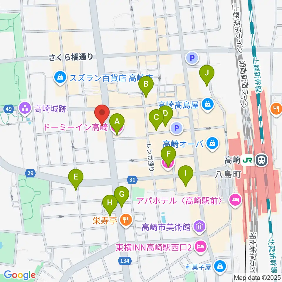 シネマテークたかさき周辺のホテル一覧地図