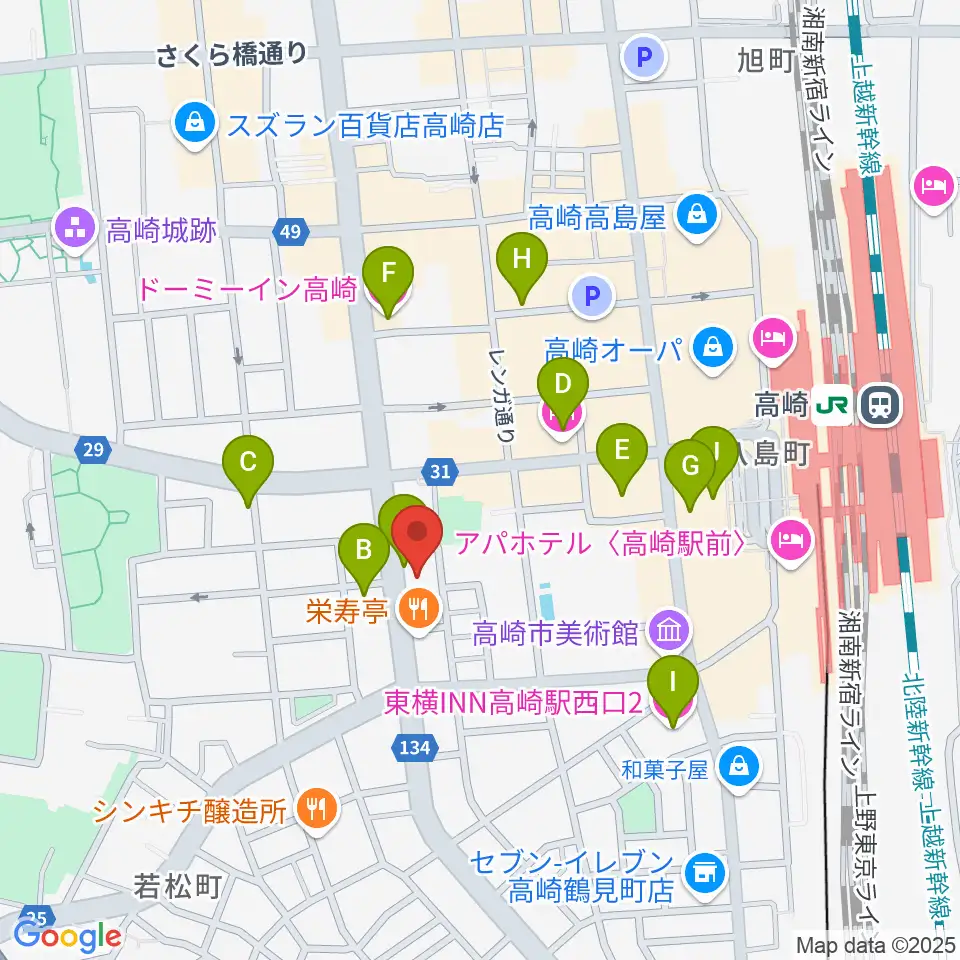 TAGO STUDIO TAKASAKI周辺のホテル一覧地図