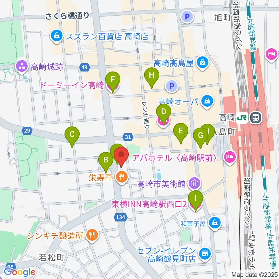TAGO STUDIO TAKASAKI周辺のホテル一覧地図