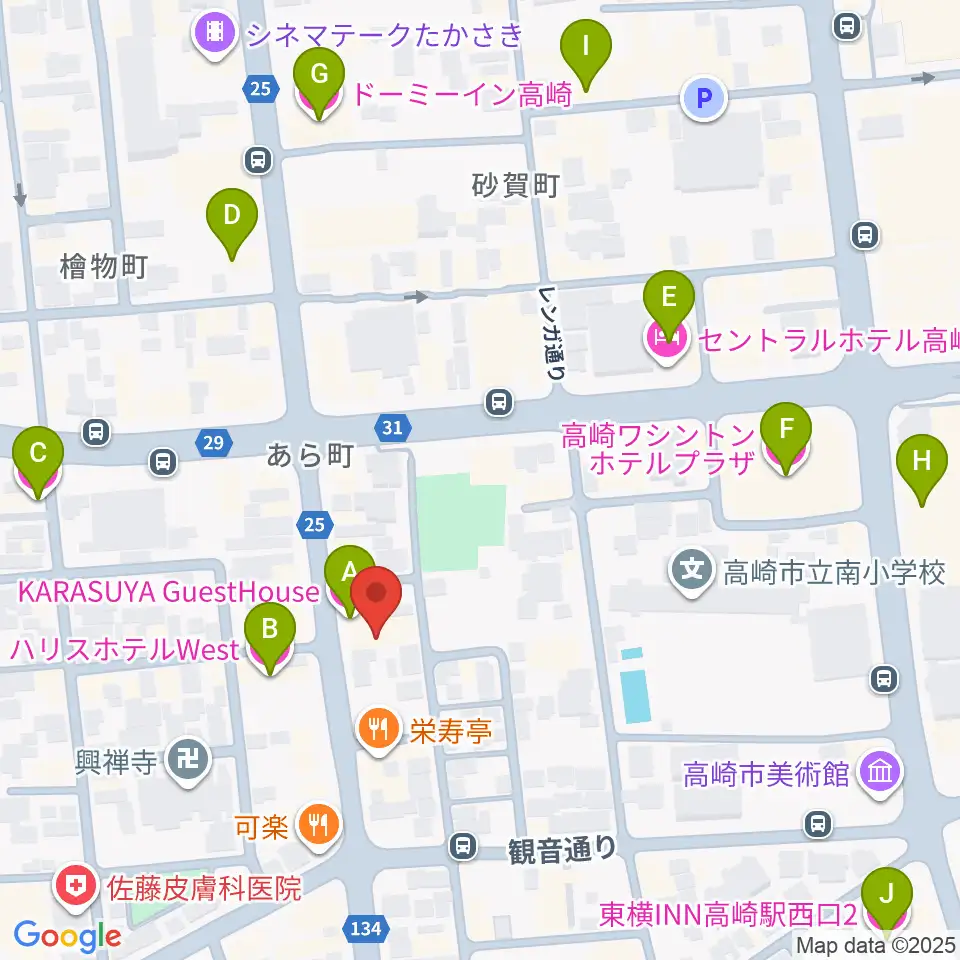 TAGO STUDIO TAKASAKI周辺のホテル一覧地図