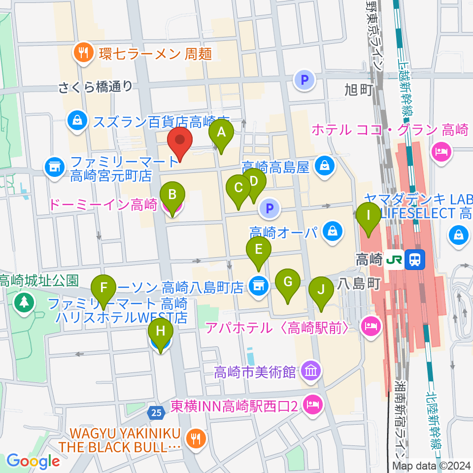 群馬SUNBURST周辺のホテル一覧地図