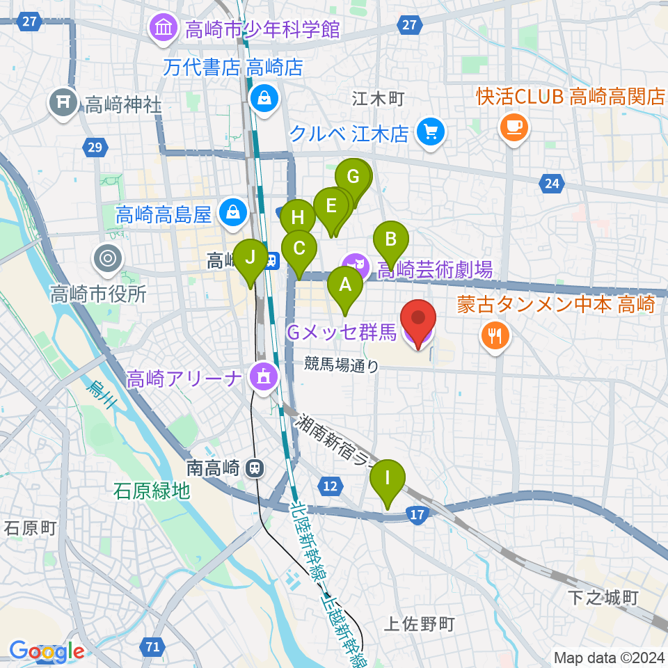 Gメッセ群馬周辺のホテル一覧地図