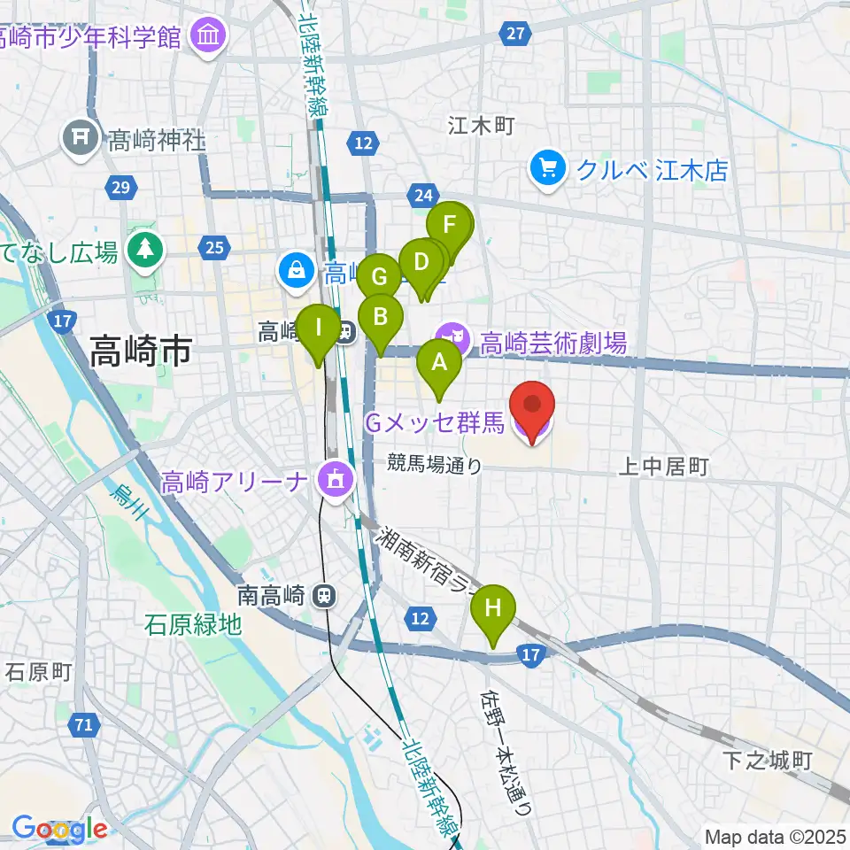 Gメッセ群馬周辺のホテル一覧地図