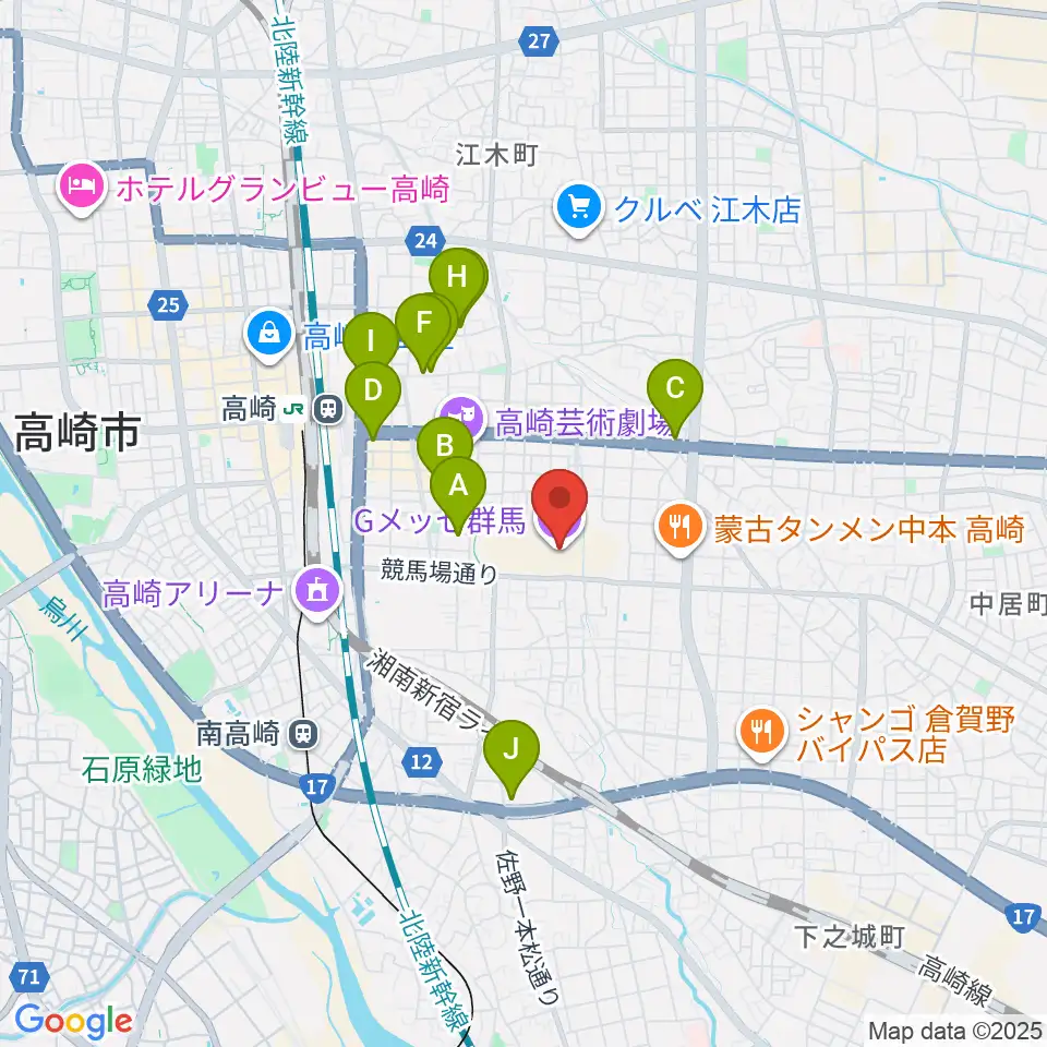 Gメッセ群馬周辺のホテル一覧地図