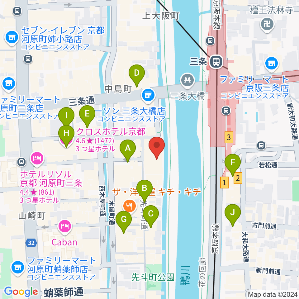 先斗町歌舞練場周辺のホテル一覧地図