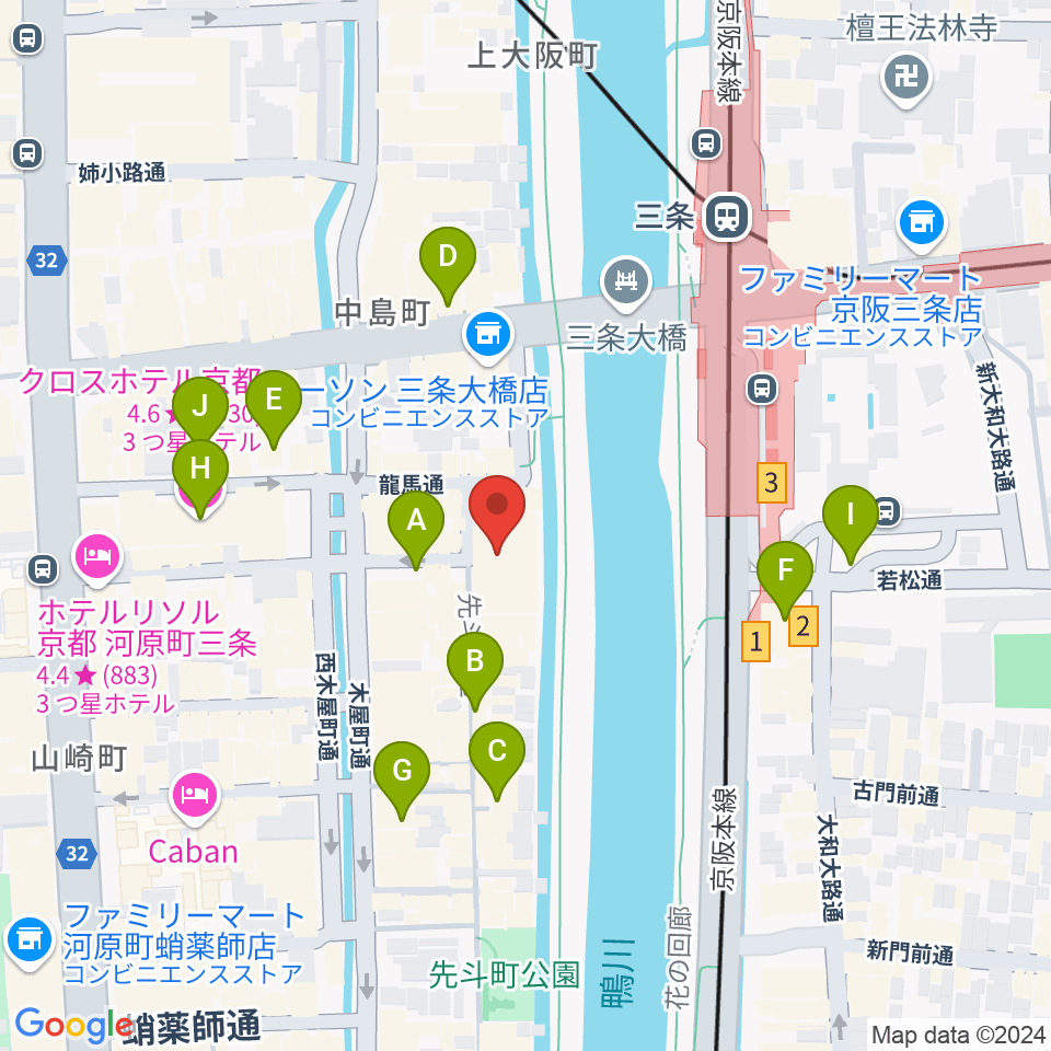 先斗町歌舞練場周辺のホテル一覧地図