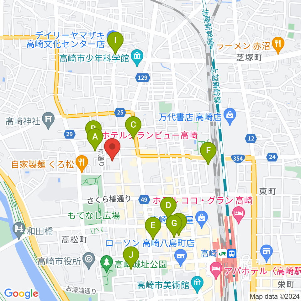 高崎電気館周辺のホテル一覧地図