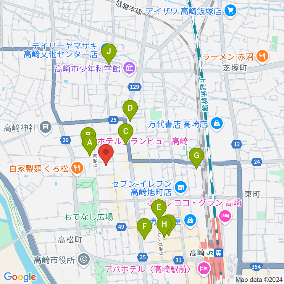 高崎電気館周辺のホテル一覧地図