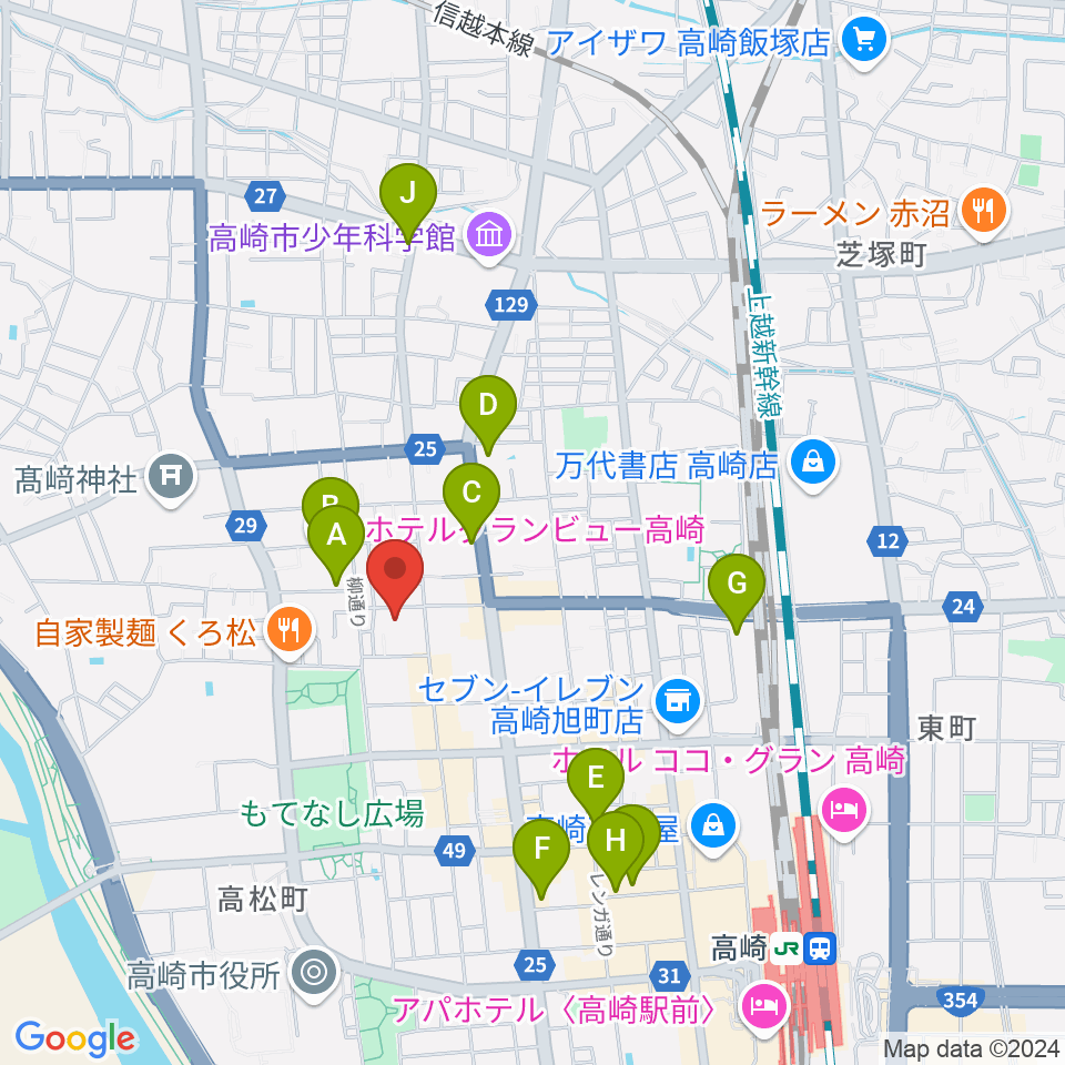 高崎電気館周辺のホテル一覧地図