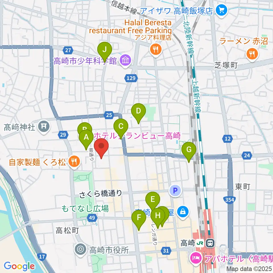 高崎電気館周辺のホテル一覧地図