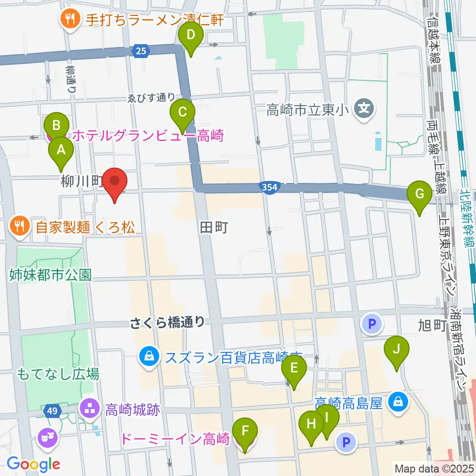 高崎電気館周辺のホテル一覧地図