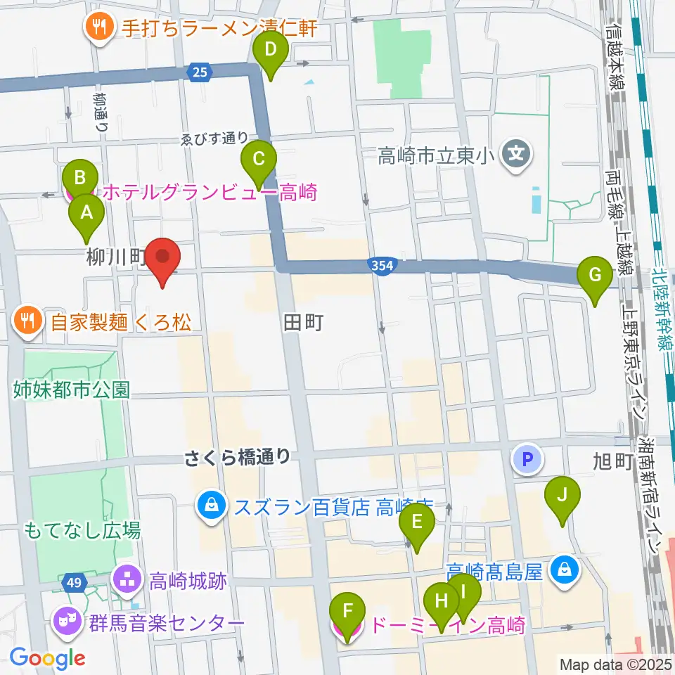 高崎電気館周辺のホテル一覧地図