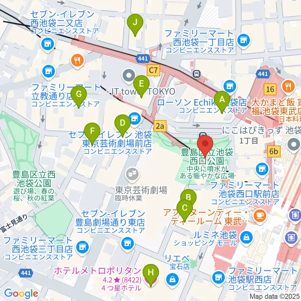 池袋西口グローバルリング周辺のホテル一覧地図