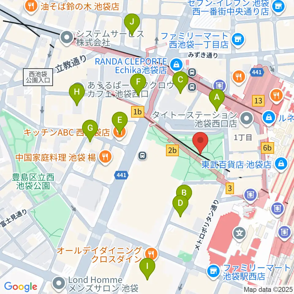 池袋西口グローバルリング周辺のホテル一覧地図