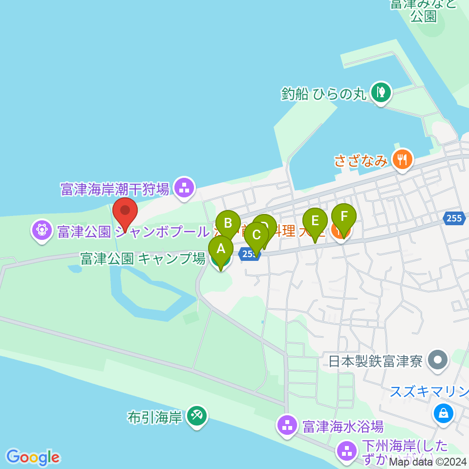 富津公園 野外劇場周辺のホテル一覧地図