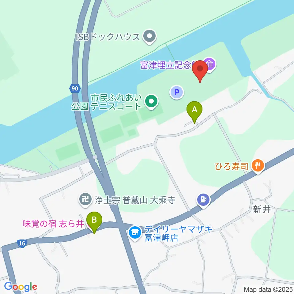 富津公民館周辺のホテル一覧地図