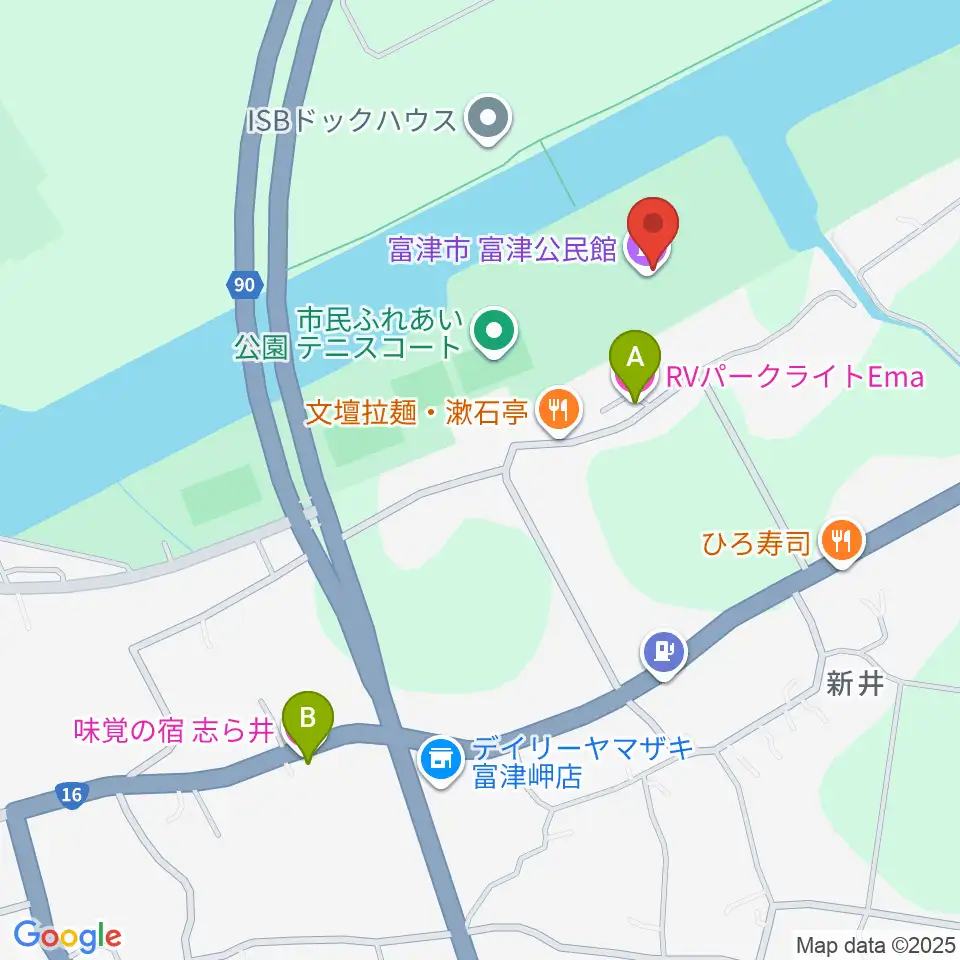 富津公民館周辺のホテル一覧地図