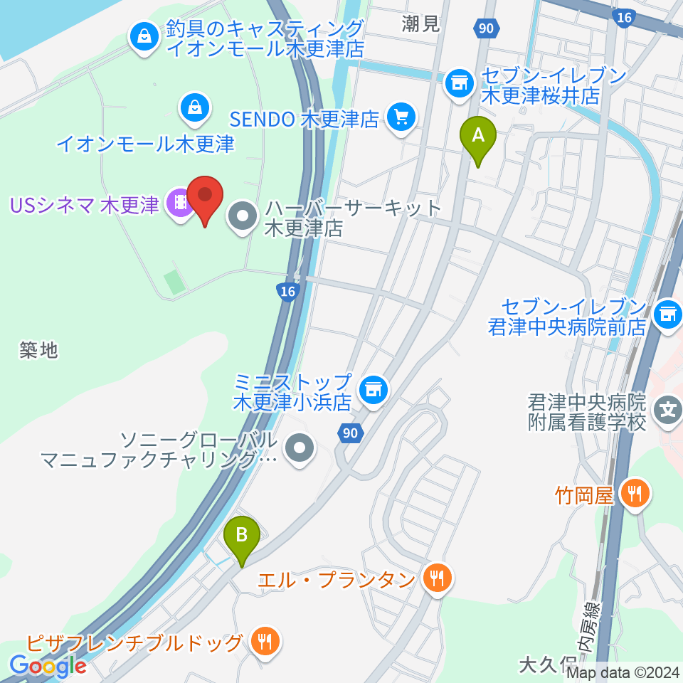 新星堂 イオンモール木更津店周辺のホテル一覧地図