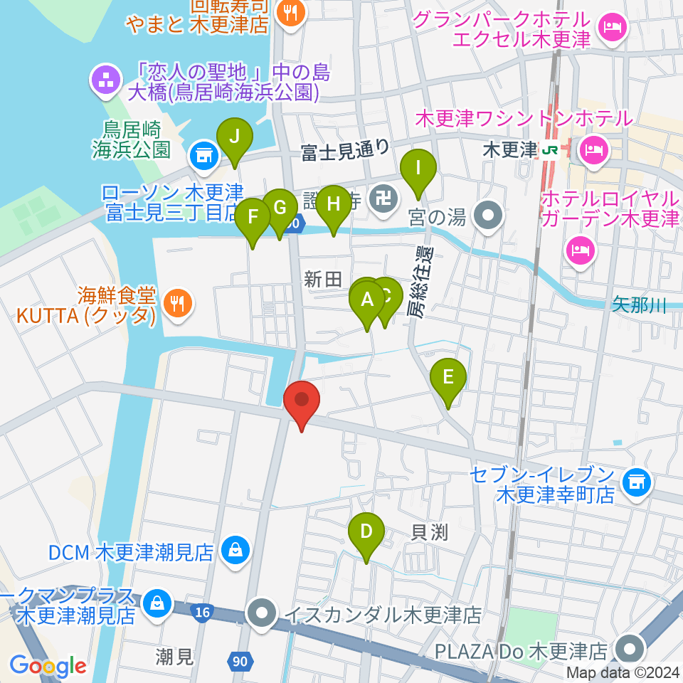 木更津市民体育館周辺のホテル一覧地図