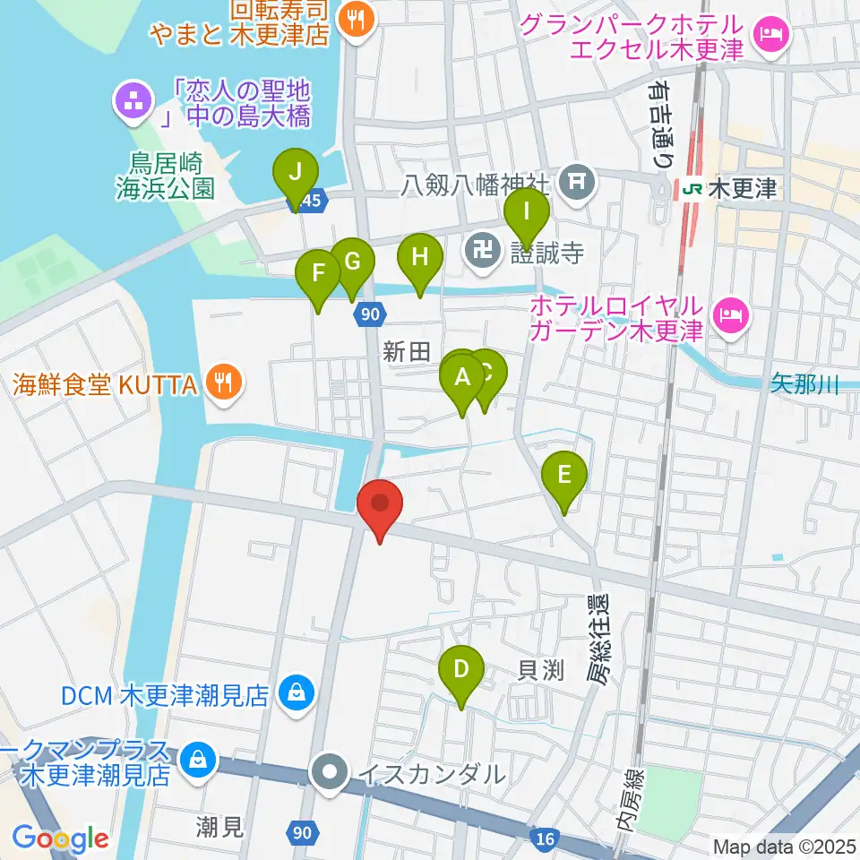 木更津市民体育館周辺のホテル一覧地図