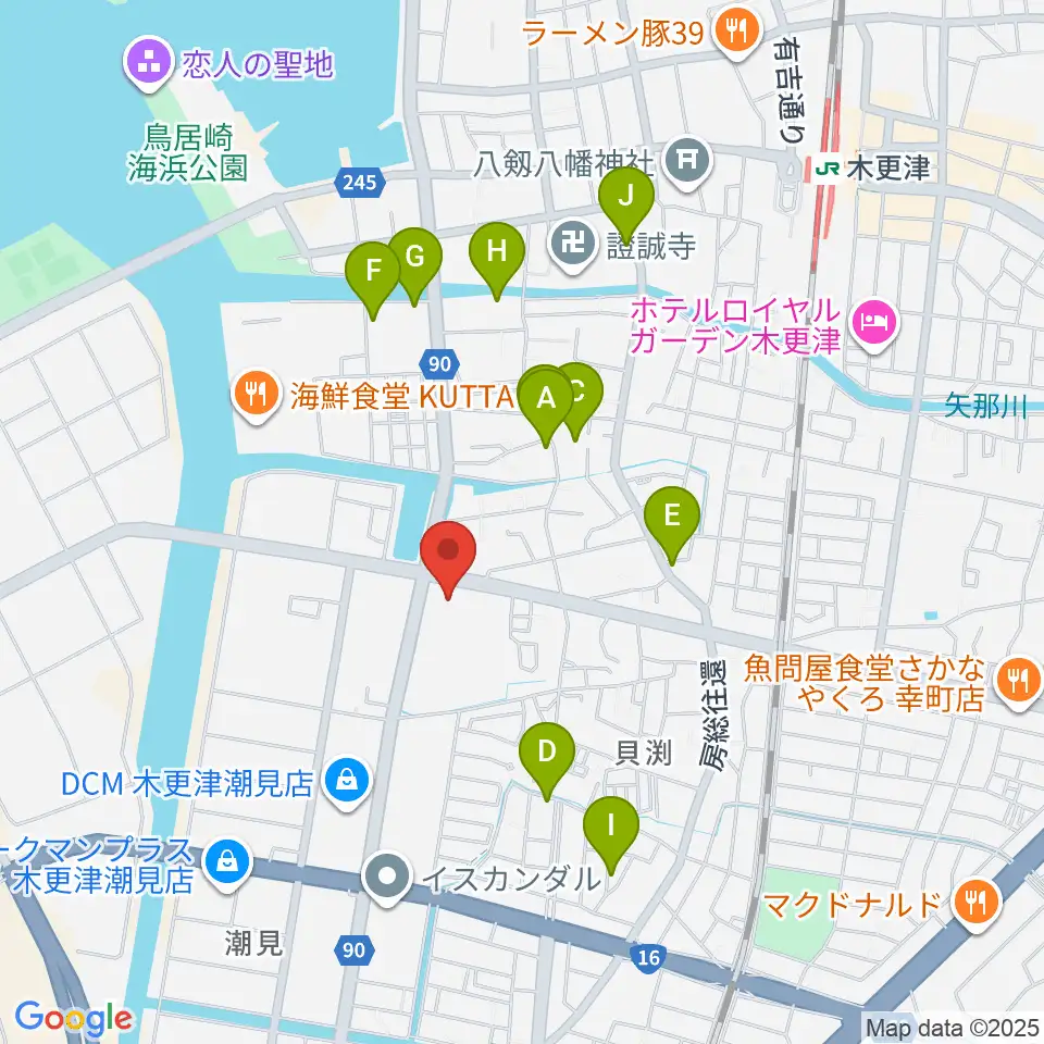 木更津市民体育館周辺のホテル一覧地図