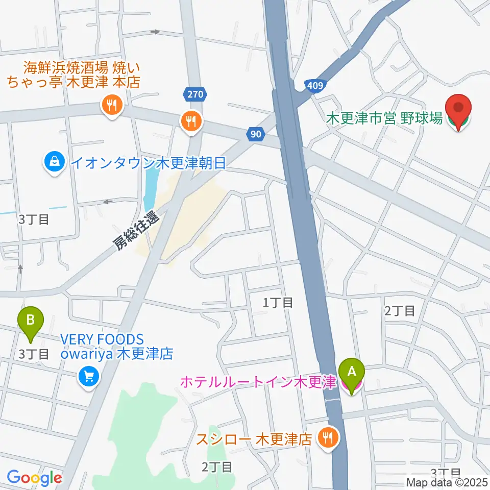 木更市営野球場周辺のホテル一覧地図