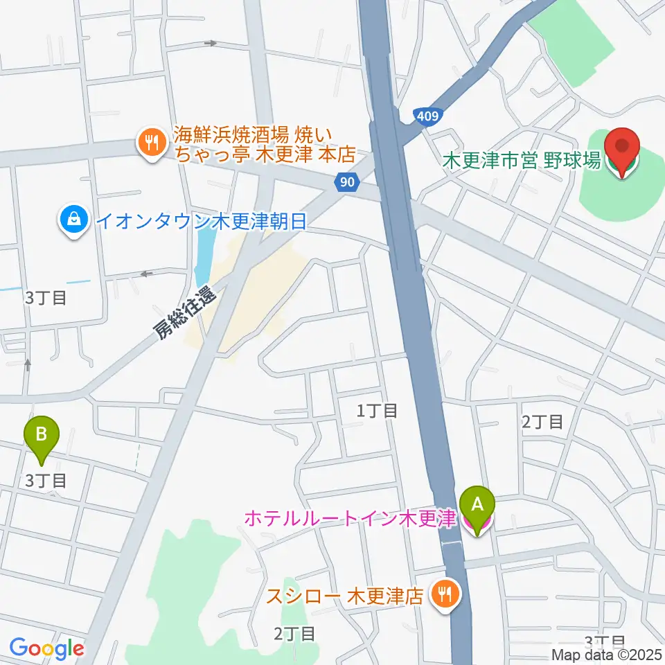 木更市営野球場周辺のホテル一覧地図