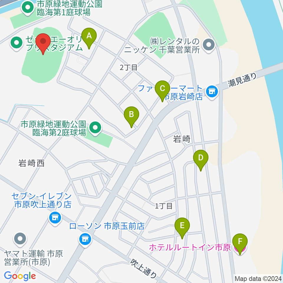 ゼットエーオリプリスタジアム周辺のホテル一覧地図