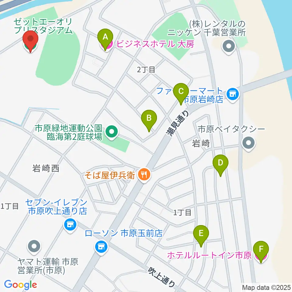 ゼットエーオリプリスタジアム周辺のホテル一覧地図