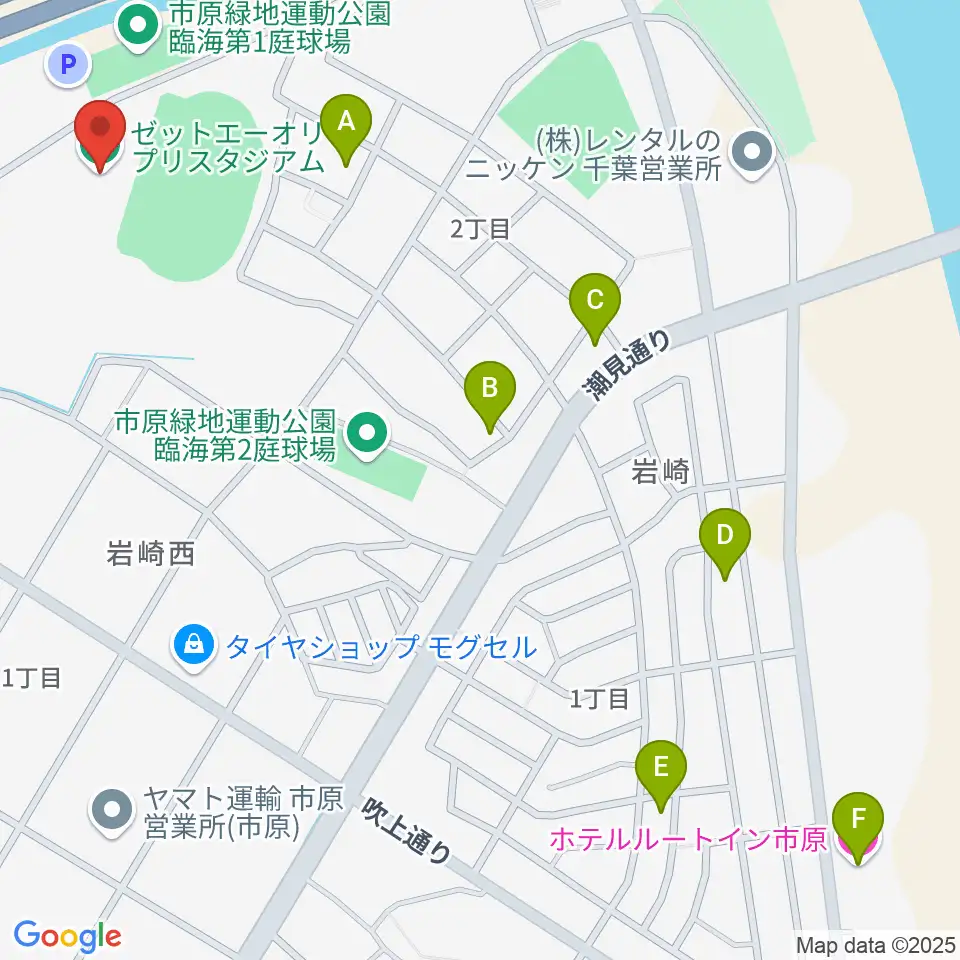 ゼットエーオリプリスタジアム周辺のホテル一覧地図
