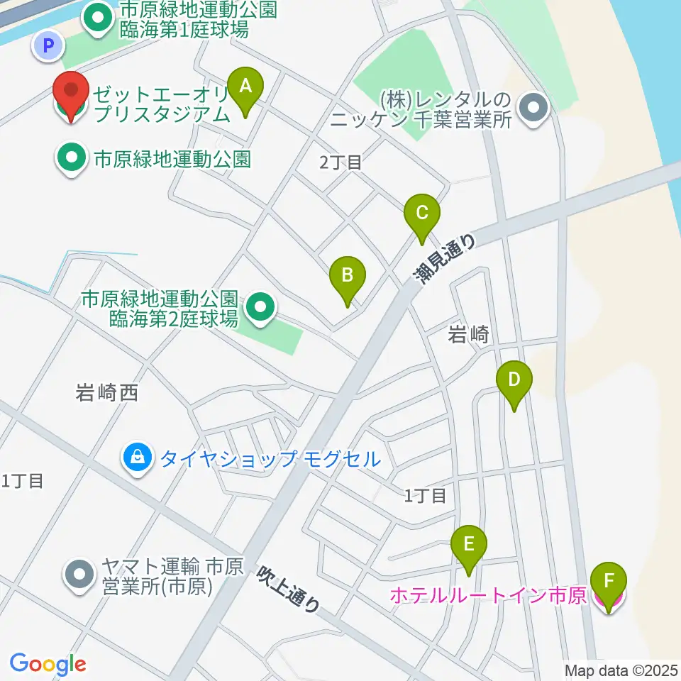 ゼットエーオリプリスタジアム周辺のホテル一覧地図