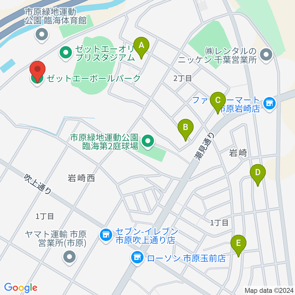 ゼットエーボールパーク周辺のホテル一覧地図