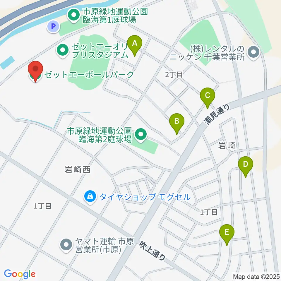 ゼットエーボールパーク周辺のホテル一覧地図