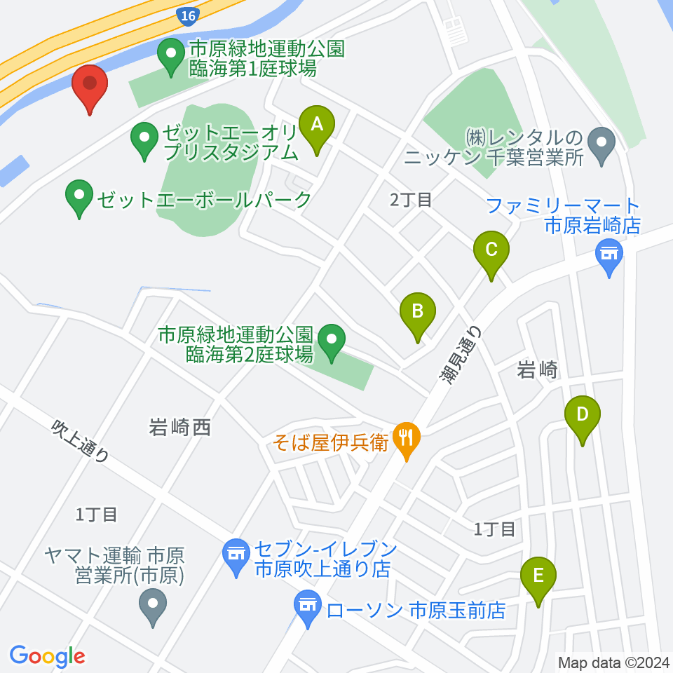 市原市臨海体育館周辺のホテル一覧地図