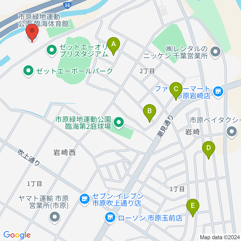 市原市臨海体育館周辺のホテル一覧地図