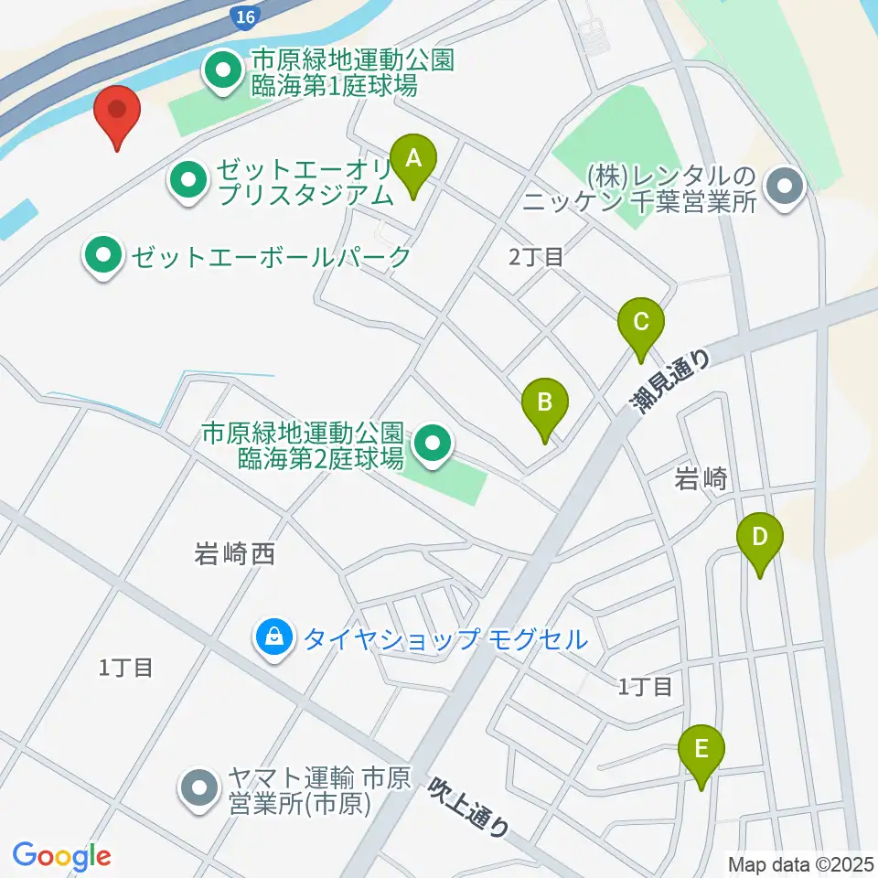 市原市臨海体育館周辺のホテル一覧地図