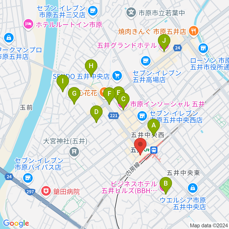 サンプラザ市原周辺のホテル一覧地図