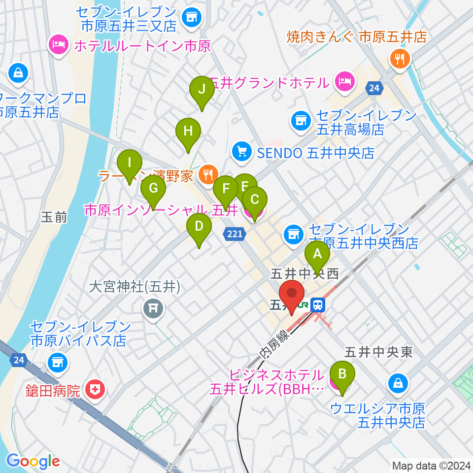 サンプラザ市原周辺のホテル一覧地図