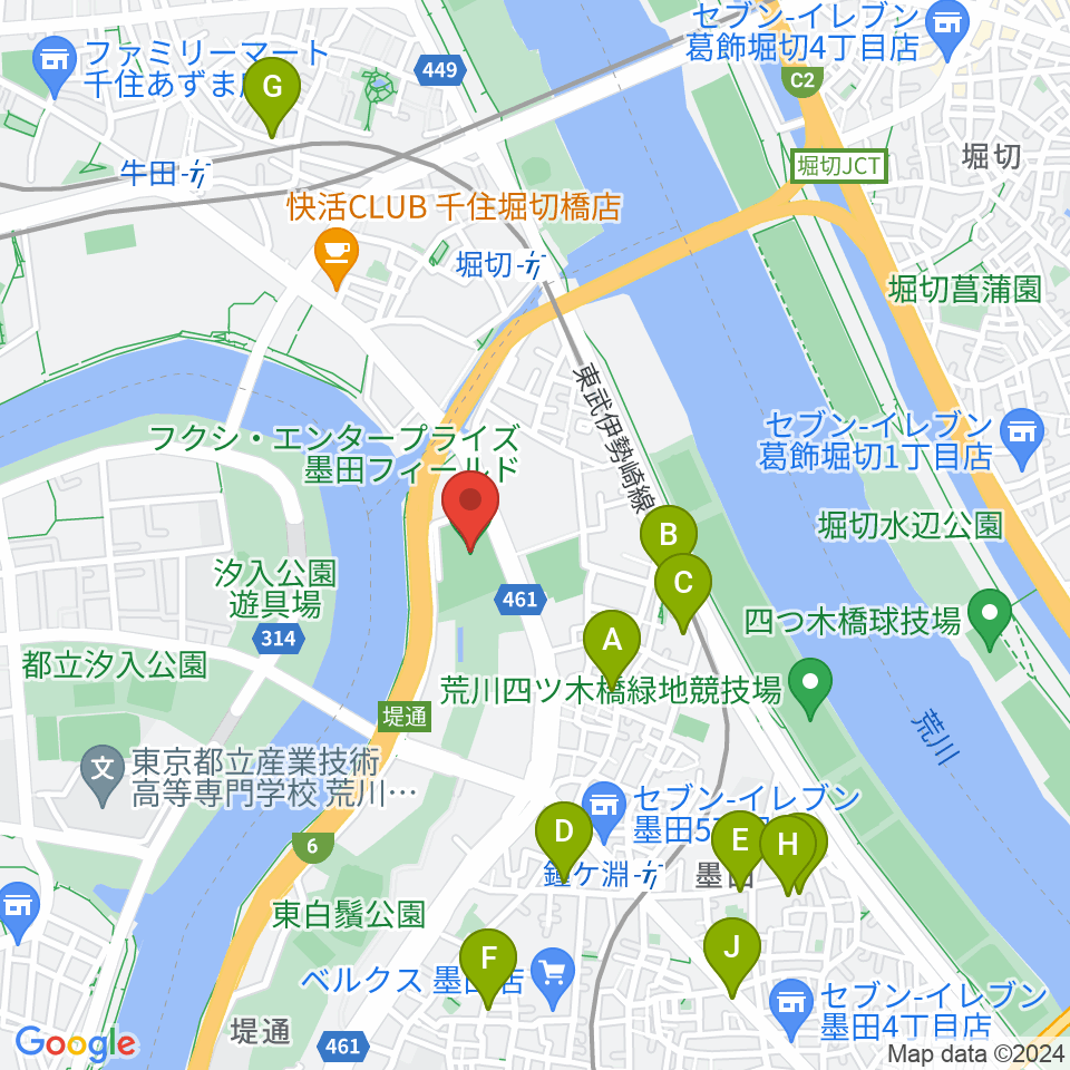 フクシ・エンタープライズ墨田フィールド周辺のホテル一覧地図